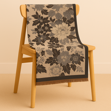 Naomi Cashmere Paisley Shawl — Navy & Beige | ThankU Boutique